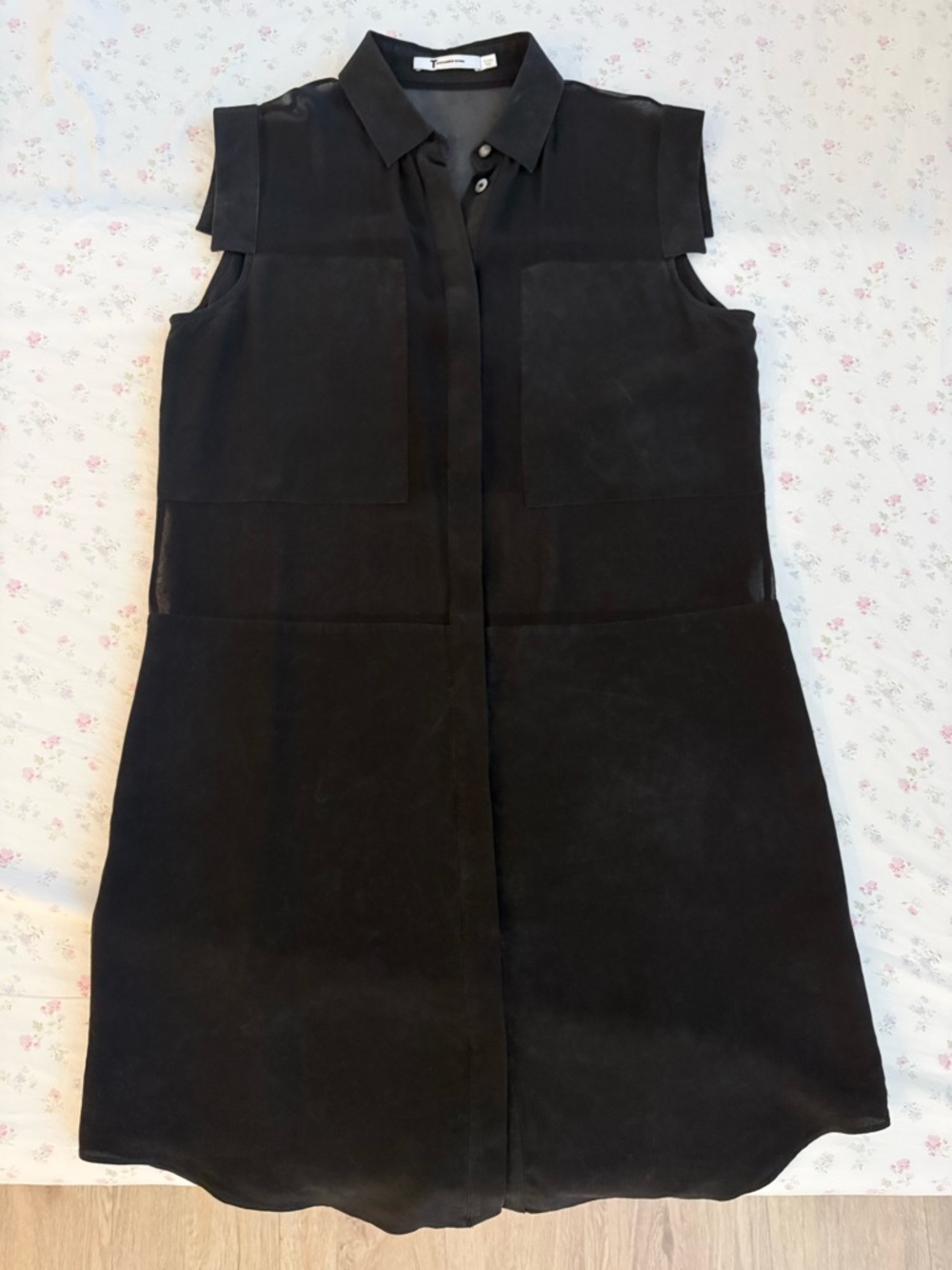 Alexander Wang T Black Shirt Tunic Dress 100% Silk miranda kerr